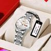Swiss Women's Luminous Calendar Watch with Fashionable Alloy Steel Band and Waterproof Design