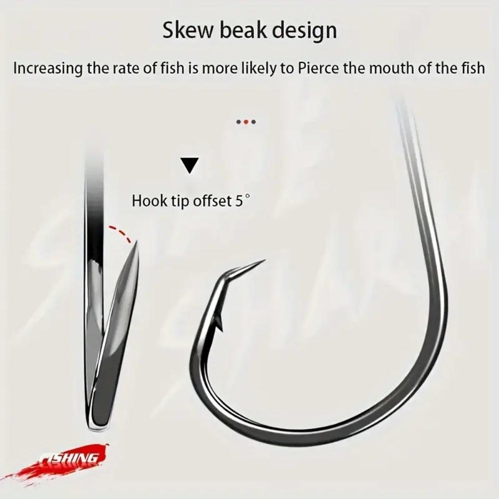 50pcs Octopus Fishing Hook High-carbon Steel Fishhooks Saltwater Bass Black Offset Octopus Sea Fishing Beak Bait Tackle Circle Hooks - Sharp Barbed