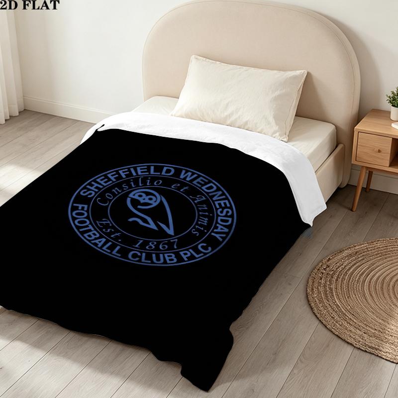 Sheffield Wednesday Druck Flanelldecke, Hohe Qualität, Bequem für alle Jahreszeiten, Heimdekoration, Wärme und Komfort, Perfekt für Weihnachtsgeschenke