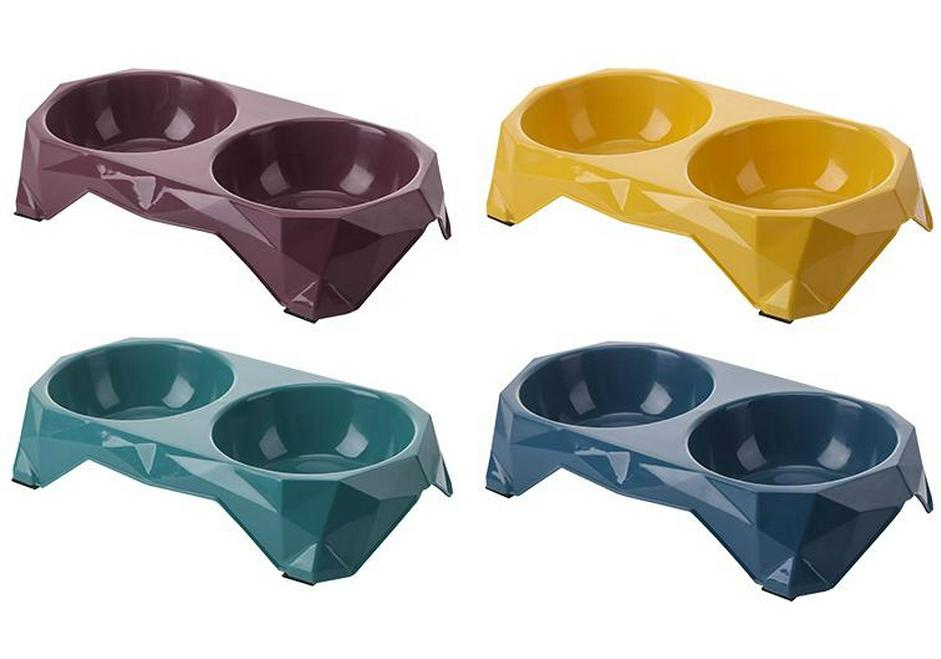 

Anti-Tip Double Diamond Pet Bowl - Stainless Steel Feeding Bowl for Cats and Dogs Premium Stainless Steel - Small Bowl + Small Bowl