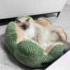Blütenförmiges Haustierbett, Plüsch-Rundes Hunde- & Katzenkissenmatte mit Stricktextur, Ultraweiches Warmes Nest für Kätzchen und Welpen im Winter