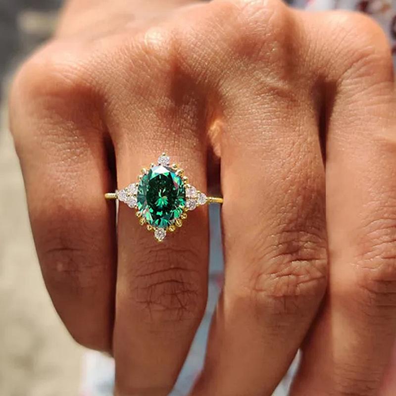 

CAOSHI Luxury Bright Green Cubic Zirconia Finger Ring Lady Wedding Ceremony Party Zircon Gorgeous Accessories for Engagement 6