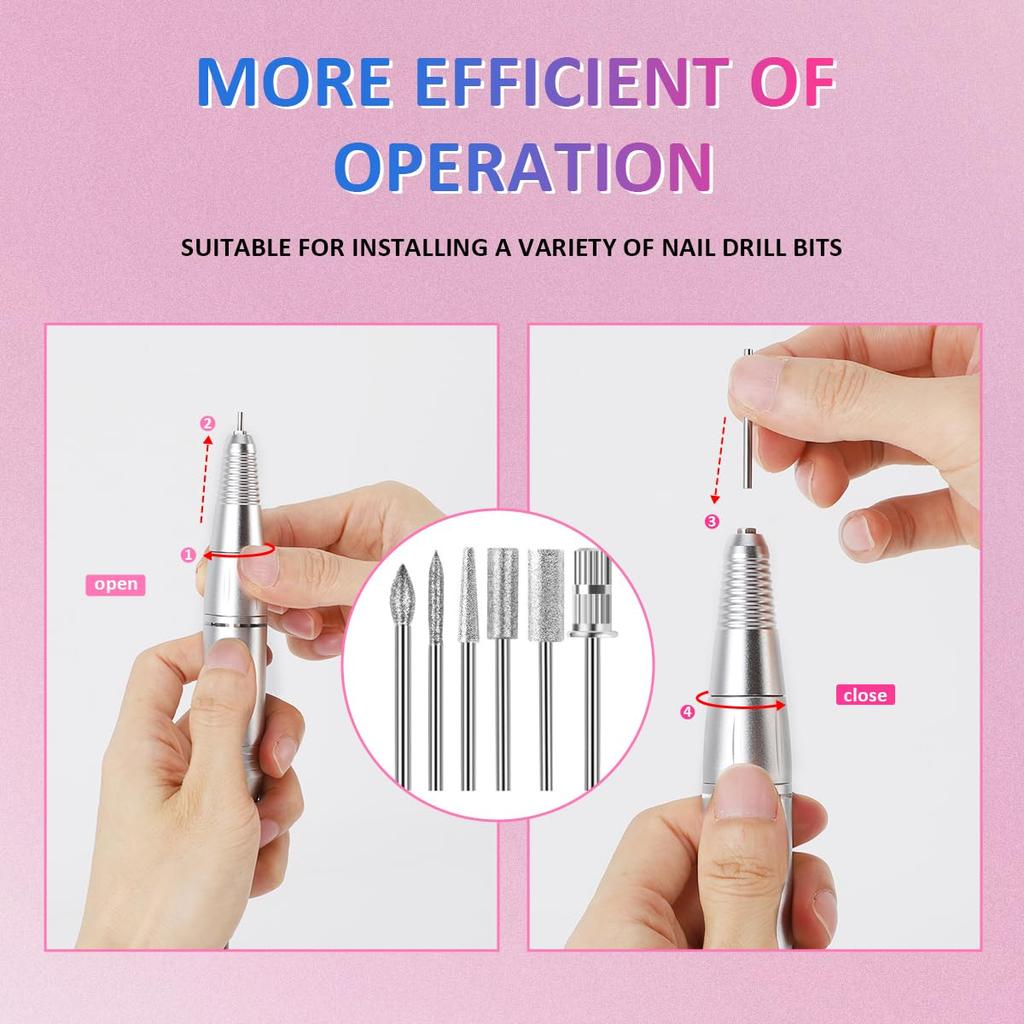 Nail Drill Handpiece Replacement,Nail Art Drill Handpiece Nail Drills Handle Machine Electric Acrylic Gel Nail Polishing Sanding Replacement Handle