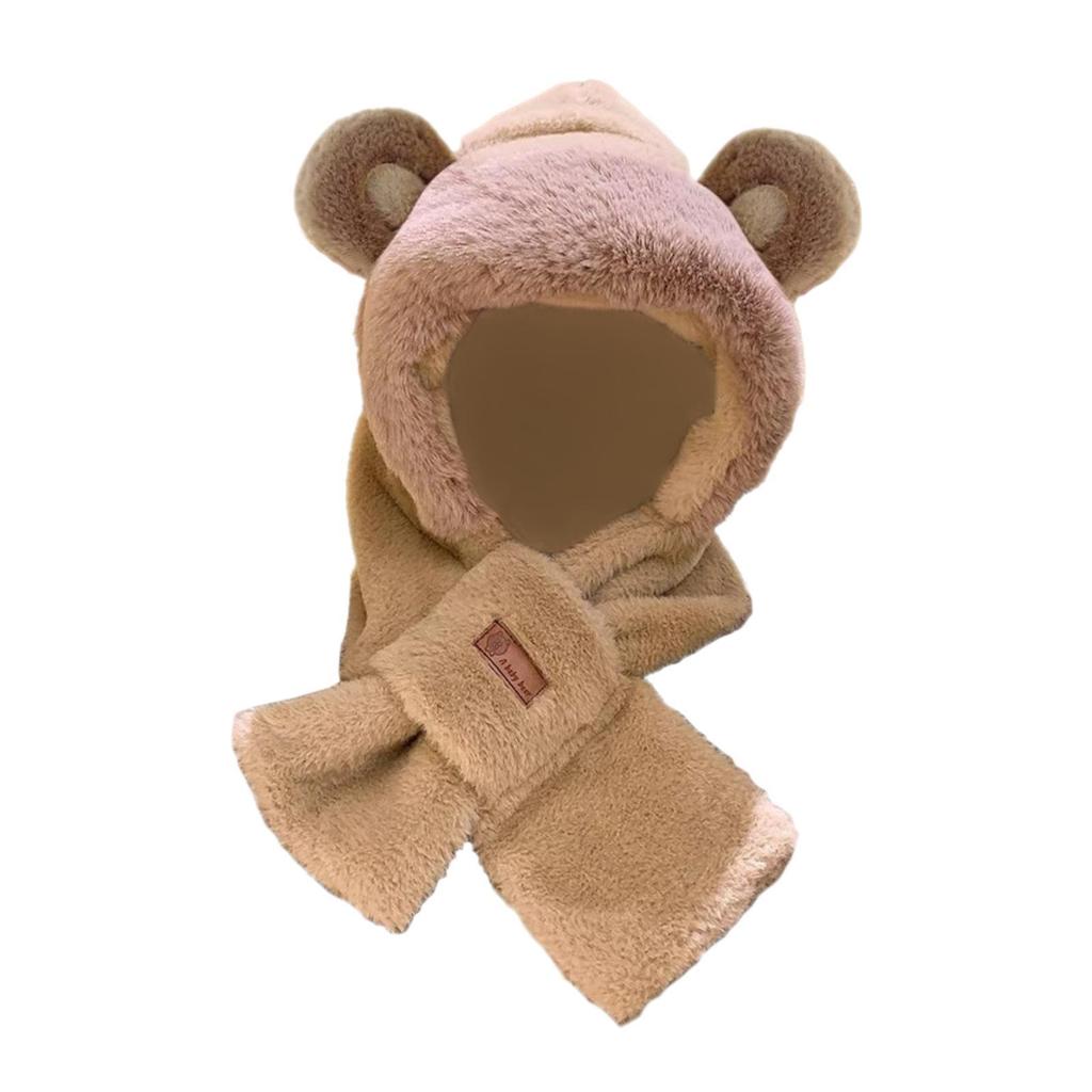 Cartoon Winter Hat And Scarf Set Soft Wrapped with Hood for Stage Performance