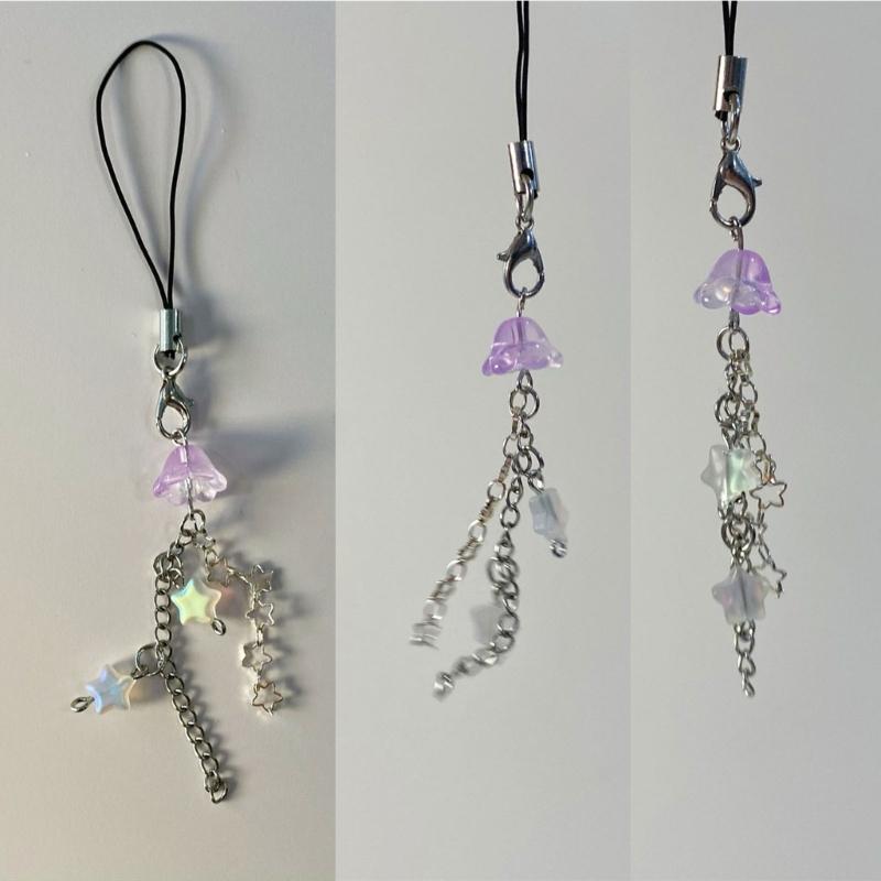 Phone Lanyard Wrist Strap Jellyfish Star Keychain Chain Phone Charm Antilost Y2K Cellphone Strap Hanging Cord for Women