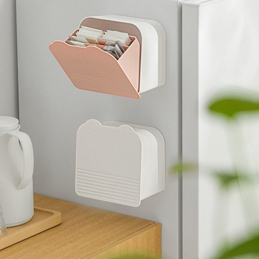 Plastic Cosmetics Cotton Storage Box Flip-top Wall Organizer Box Sanitary Pad Storage Box  Bathroom