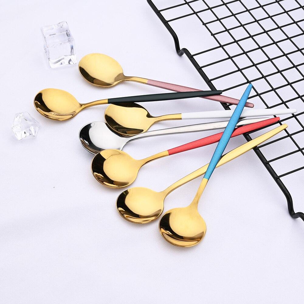 4 pz/set Oro Nero In Acciaio Inox Stoviglie Posate Da Tavola Coltello Colorato Forchetta Cucchiaino Posate Eco Friendly Per Il Partito