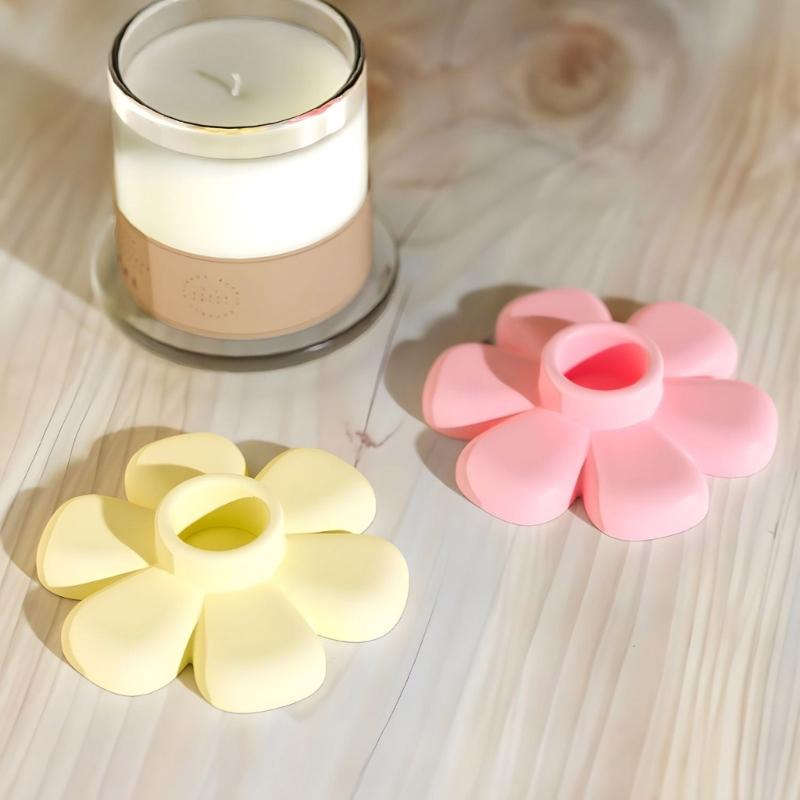 Eleganter floraler Kerzenhalter Silikonform Robuste Kerzenständerform für Hochzeitsdekorationen und Heim-Tischdeko-Design
