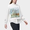 Fila X Van Gogh Museum Collaboration Van Gogh Collection Plant Logo Print Round Neck Fake Two-Piece Sweatshirt Women Sweatshirt F11W318213F-WT