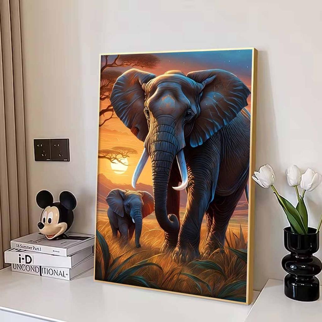 5D Elefant Diamantmalerei Kunst-Set, DIY Kreuzstich Edelstein Kristall Bastel- und Kunstwerke Zur Dekoration von Wohnwänden