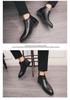 Plus Size Men's High Top Leather Chelsea Boots with Zipper and Brogue Design, Pointed Toe Martin Style.