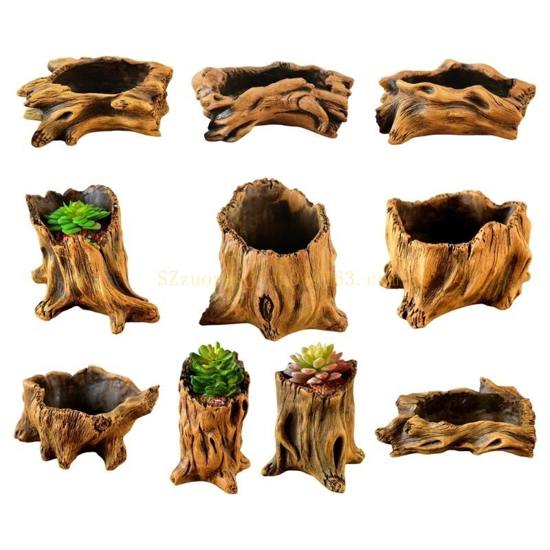 Ecofriendly Flowerpots Imitation Texture Planter for Balcony Garden Display,Stylish Succulent Arrangement Home Office Decoration