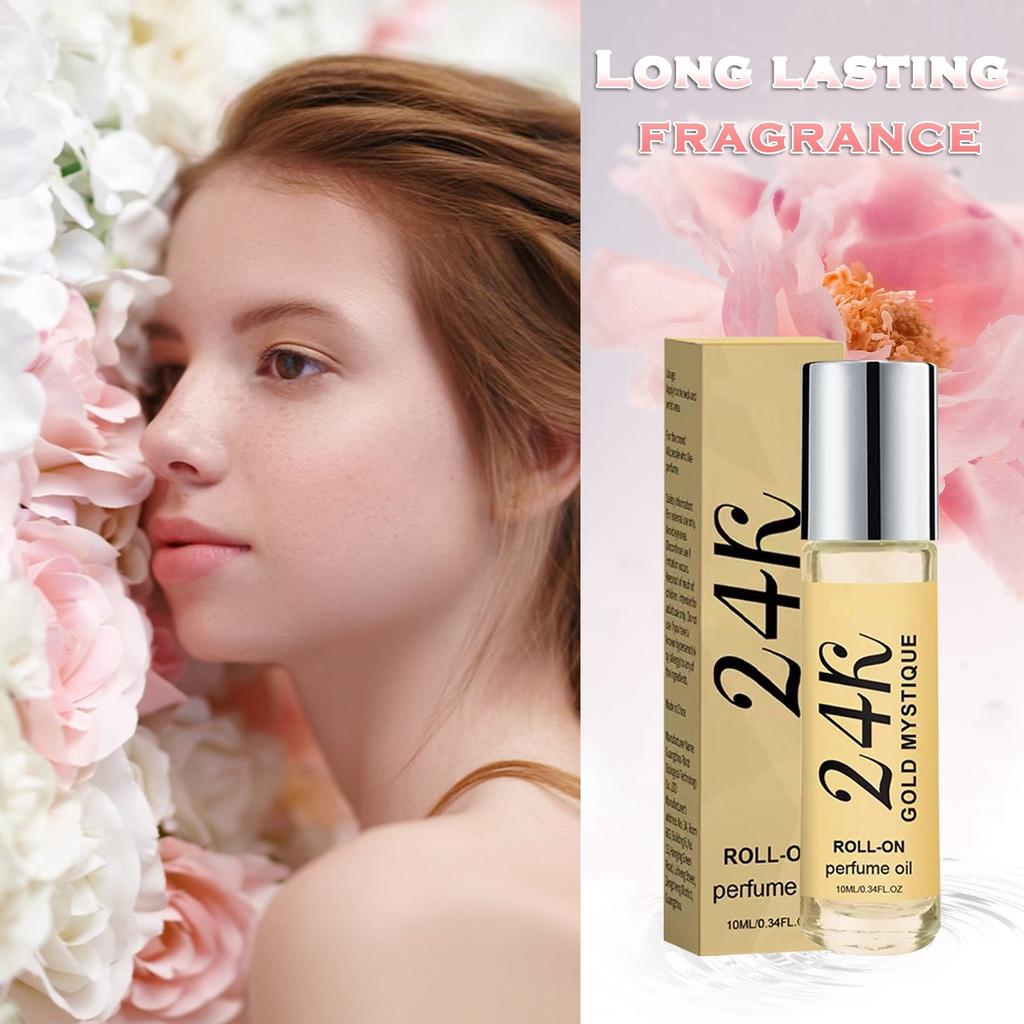 24k Golden Mysterious Ball Perfume Oil, Easy To Carry In Small Package, Lasting Aroma 10ml
