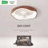 Mid-Century Walnut Wood Grain 360° Oscillating Fan Light for Bedroom or Children's Room