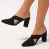 Mode Damen Leopard High Heels Pantoletten Sommer Mode Wildleder Kreuzriemen High Heels Große Größe Damen Elegant Spitz Slingback Sandalen