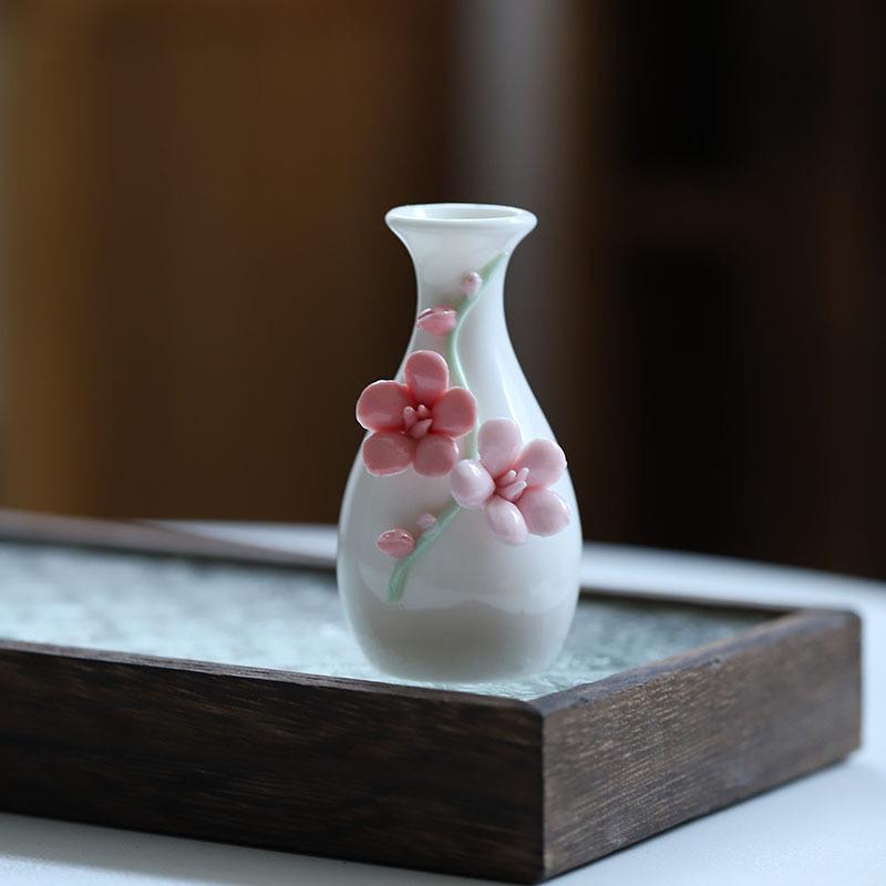 1PCS Chinese Style Ceramic Small Vases Home Decor Mini Retro Toothpick Holder Cotton Swab Storage Jar