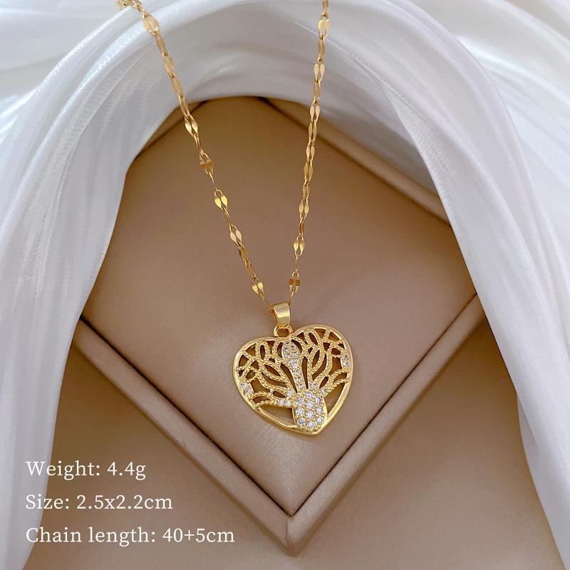 Empty Love Full Diamond Light Luxury Temperament Gorgeous Full Diamond Necklace Female Versatile Collarbone Chain Titanium Steel Chain