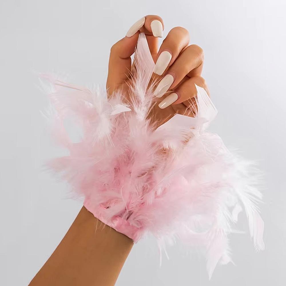 Removable Plush Wrist Cuffs Feathers Nail Ornament Wristband Sexy Bracelet Sleeves  Nail Decor