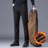 Autumn Winter Fleece Warm Corduroy Pants Men Business Fashion Slim Fit Stretch Thicken Gray Khaki Fluff Casual Trousers Male