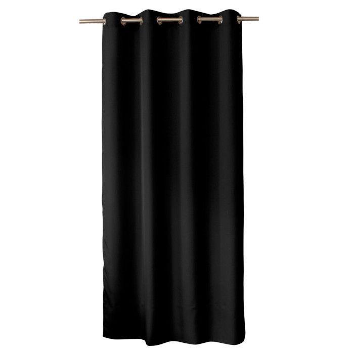 Rideau uni à oeillets noir 140x240 cm