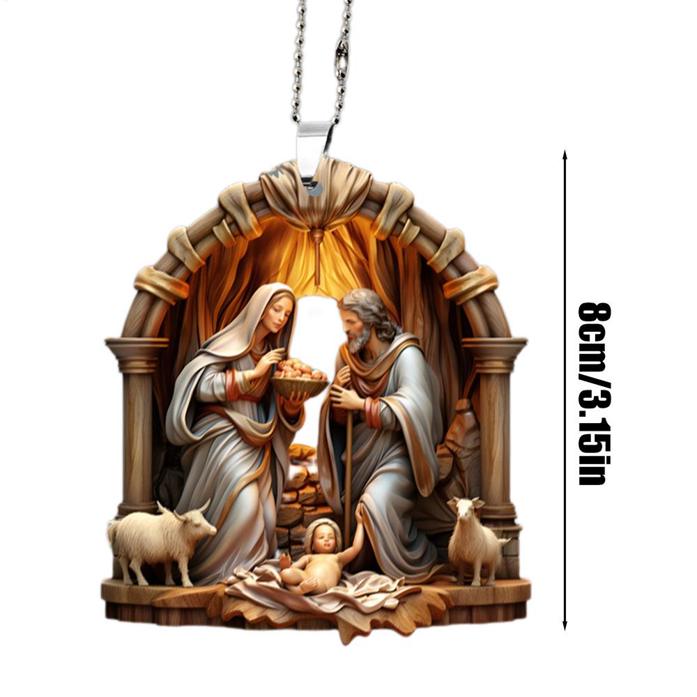 Nativity Scene Ornaments the Birth of Jesus Decor Nativity Scene Christmas Tree Decoration Acrylic Nativity Scene Pendant
