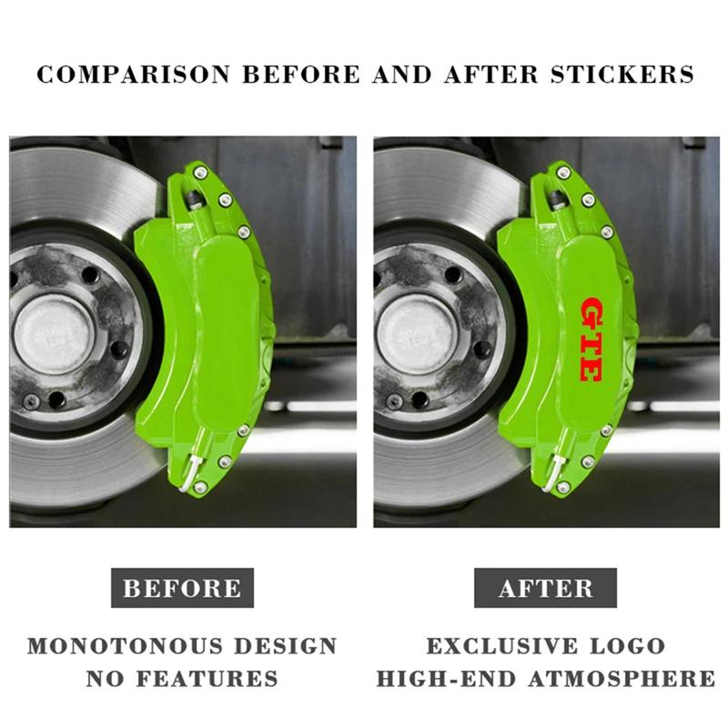 RSQ1 4Pcs for Volkswagen VW GTE Logo R Rline Golf GTI GTD Polo Arteon Jetta Scirocco Car Caliper Sticker Tire Brake Cover Body Decals
