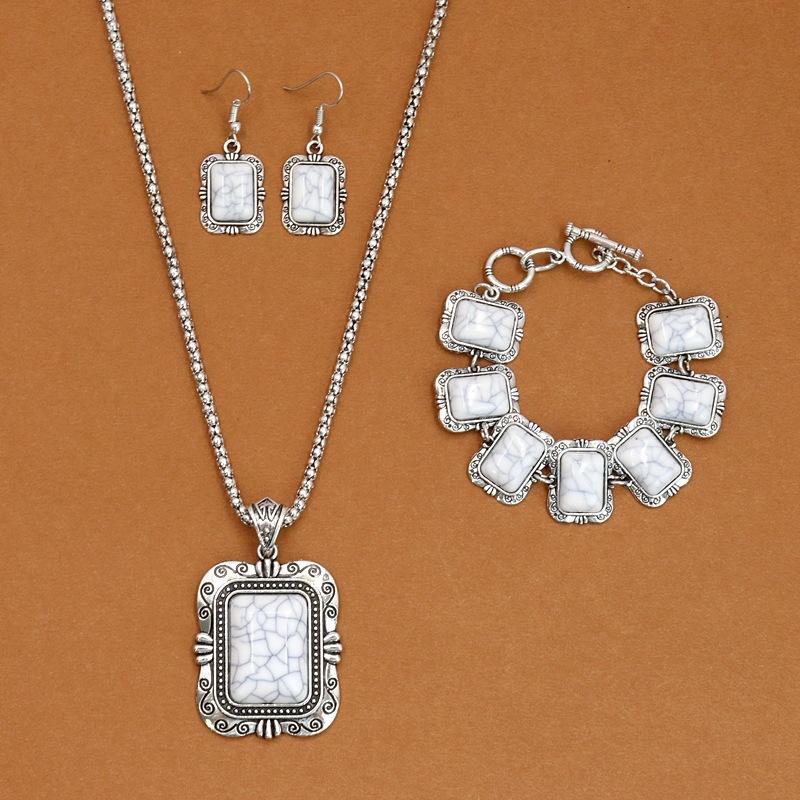 

Богемный винтажный стиль, бирюзовое ожерелье, круглое ожерелье с бриллиантами, браслет, серьги, комплект ювелирных изделий