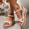 Fashion Summer Bohemian Beach Platform Wedge Sandals for Women Open Toes Woman Slides Adjustable Buckle Strap Women Slippers
