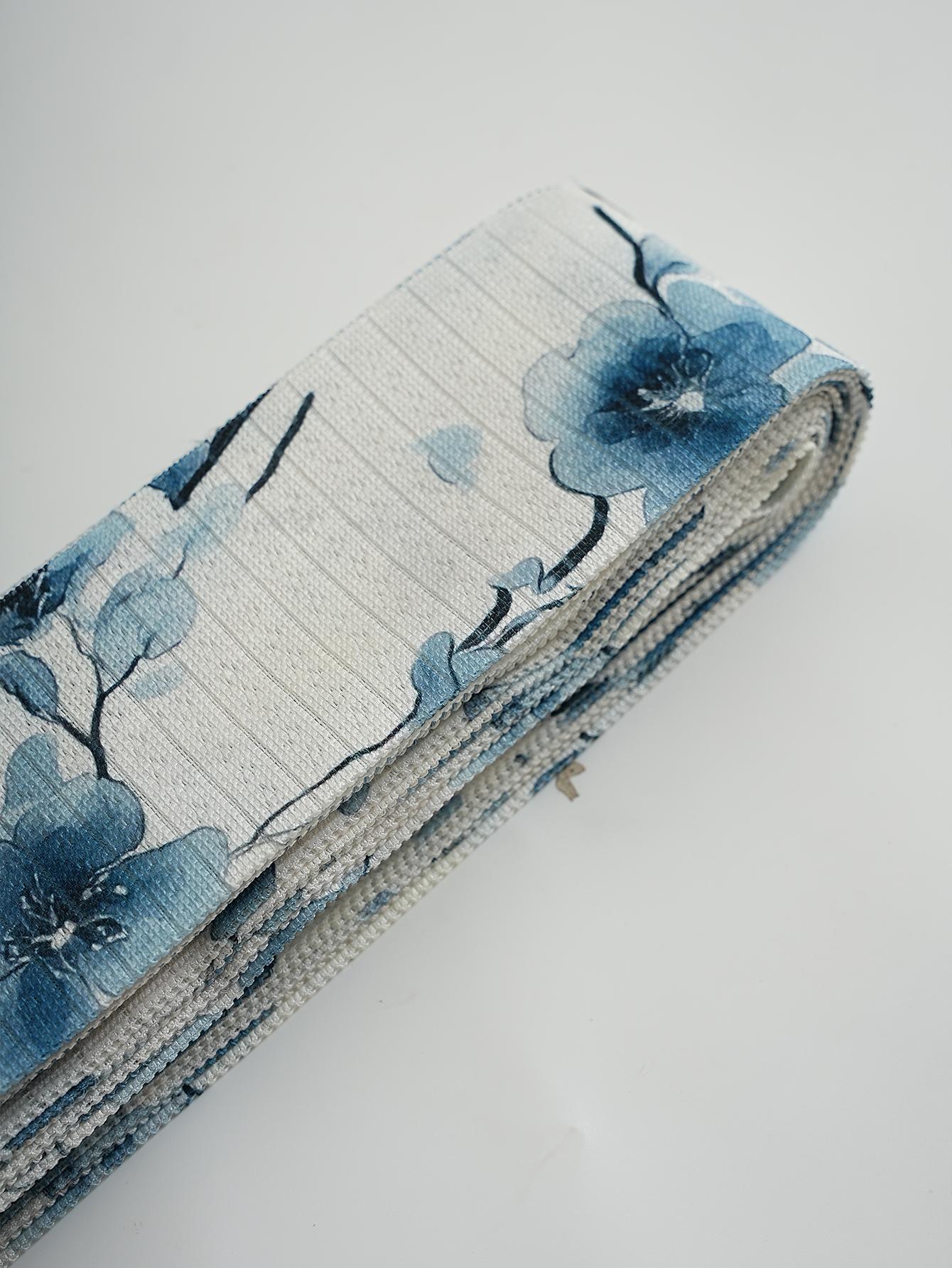 

Japanese Style Fresh Floral Print Folding Door Curtain Kitchen Bedroom Bathroom Room Divider Privacy Curtain Concealable 100x200cm 1PC&Fixed Pleat синий