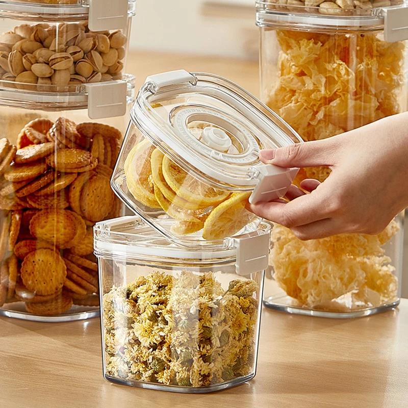 Plastic Vacuum Sealed Tank Electric Coffee Vacuum Container Kitchen Food Grains Candy Storage Box Fresh-keeping Tea Canister