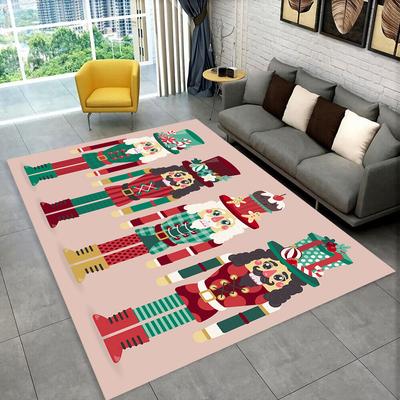 3D Cartoon Nutcracker Christmas Tree Area Rug,Carpet Rug for Home Living Room Bedroom Sofa Doormat Decor,kids Non-slip Floor Mat