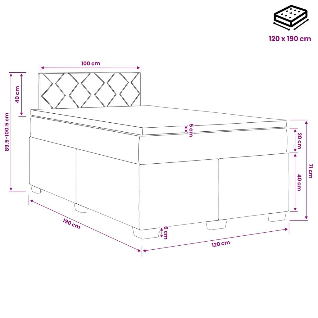 Box Spring Bed with Mattress Black 120 X 190 Cm Velvet
