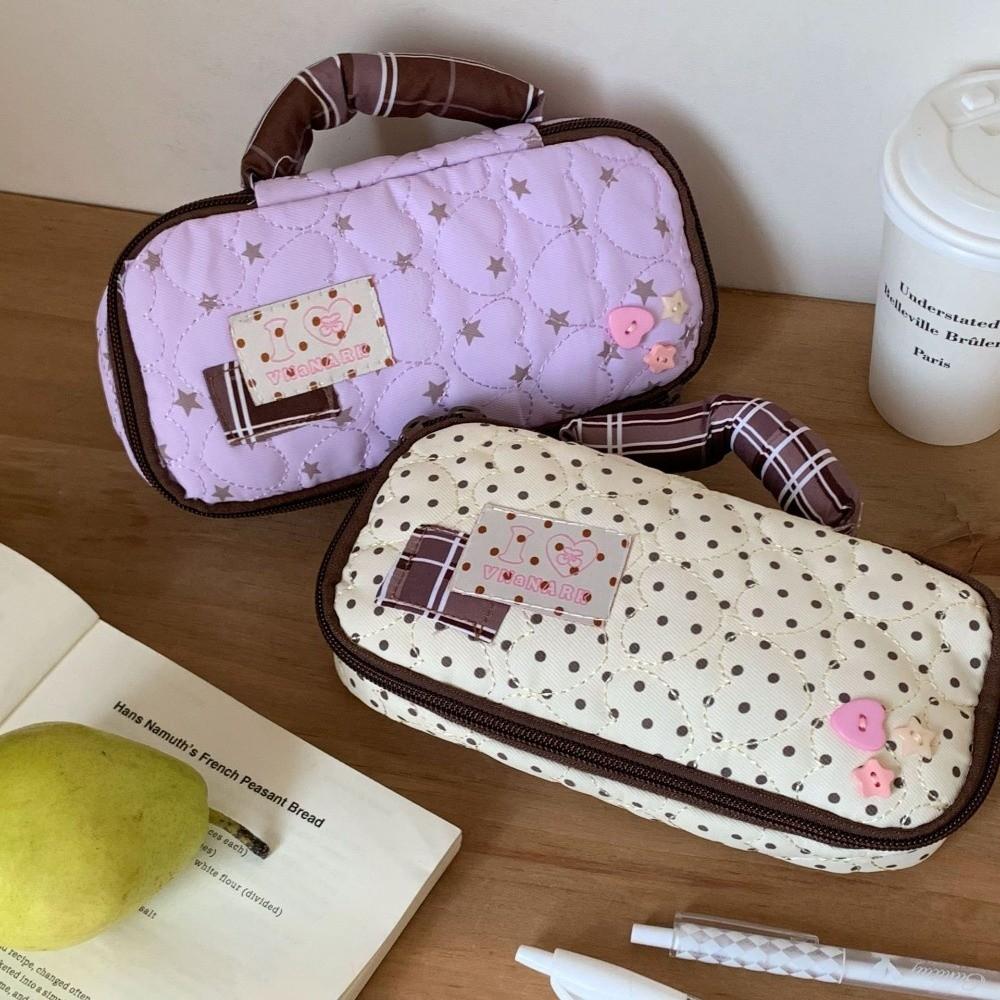 Star Love Heart Korean Stationery Bag Large Capacity Handheld Pencil Bag  School Office