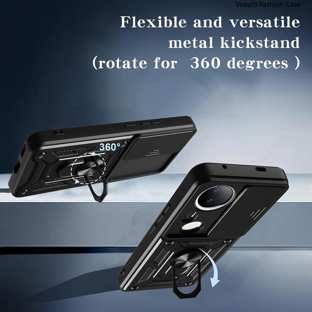 Slide Lens Armor Funda for Vivo T4 Ultra 5G Case for Vivo S20 Pro 5G Case Magnetic Ring Stand Holder Shockproof Phone Cover