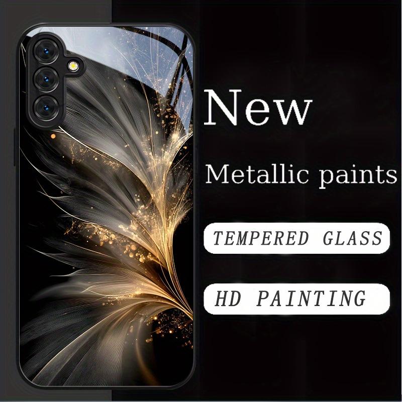 Metallic paint glass phone case suitable for Samsung Galaxy S26 S25 S24 S23 S22 S20 FE/Ultra/Plus anti drop back cover