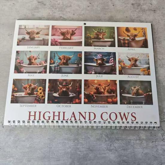 Highland Cow Calendar 2026 Scottish Cow Wall Calendar Hanging Monthly Planner Animal