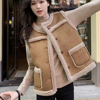 Fur and Leather One-piece Vest for Women In Spring and Autumn, Wearing Lamb Fur Jacket and Jacket for Outerwear