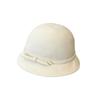 Autumn and Winter Face Showing Small Wool Basin Hat for Women  Retro Hepburn Style Bow Top Hat  Elegant White Woolen Fisherman Hat