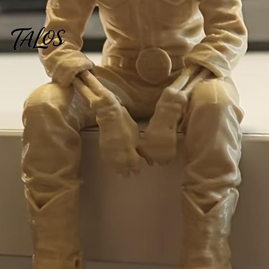 Window Edge Decoration 3D Printed Western Cowboy Skeleton Figurine, Sitting Statue Rustic Desk Decor Sitter, West Style Desktop Shelf for Home Office