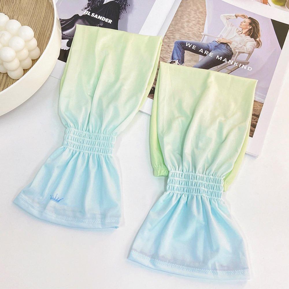 Gradient Long Ice Silk Sleeves Elastic Cycling Gloves Sun Protection Sunscreen Arm Covers  Outdoor