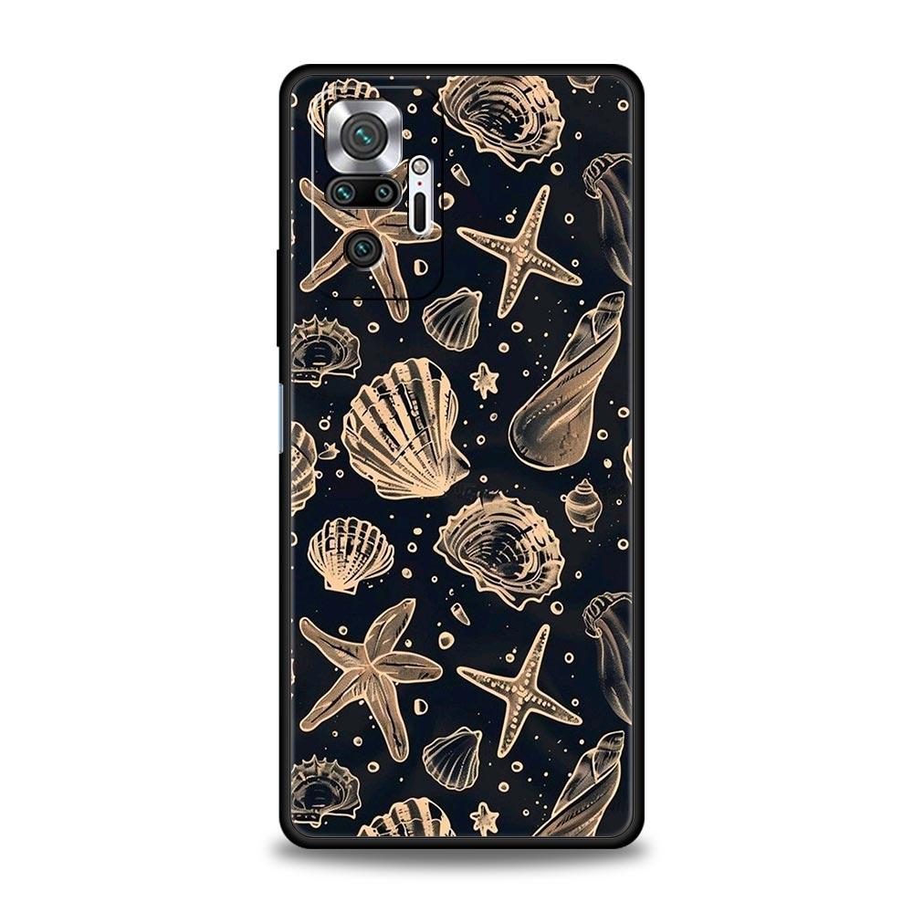 Ocean Coastal Seashell Seaweed Pattern Phone Case Cover for Redmi 14C 13C 12 10C Note 14 13 12 10 11 Pro Plus K40 Pro Soft TPU