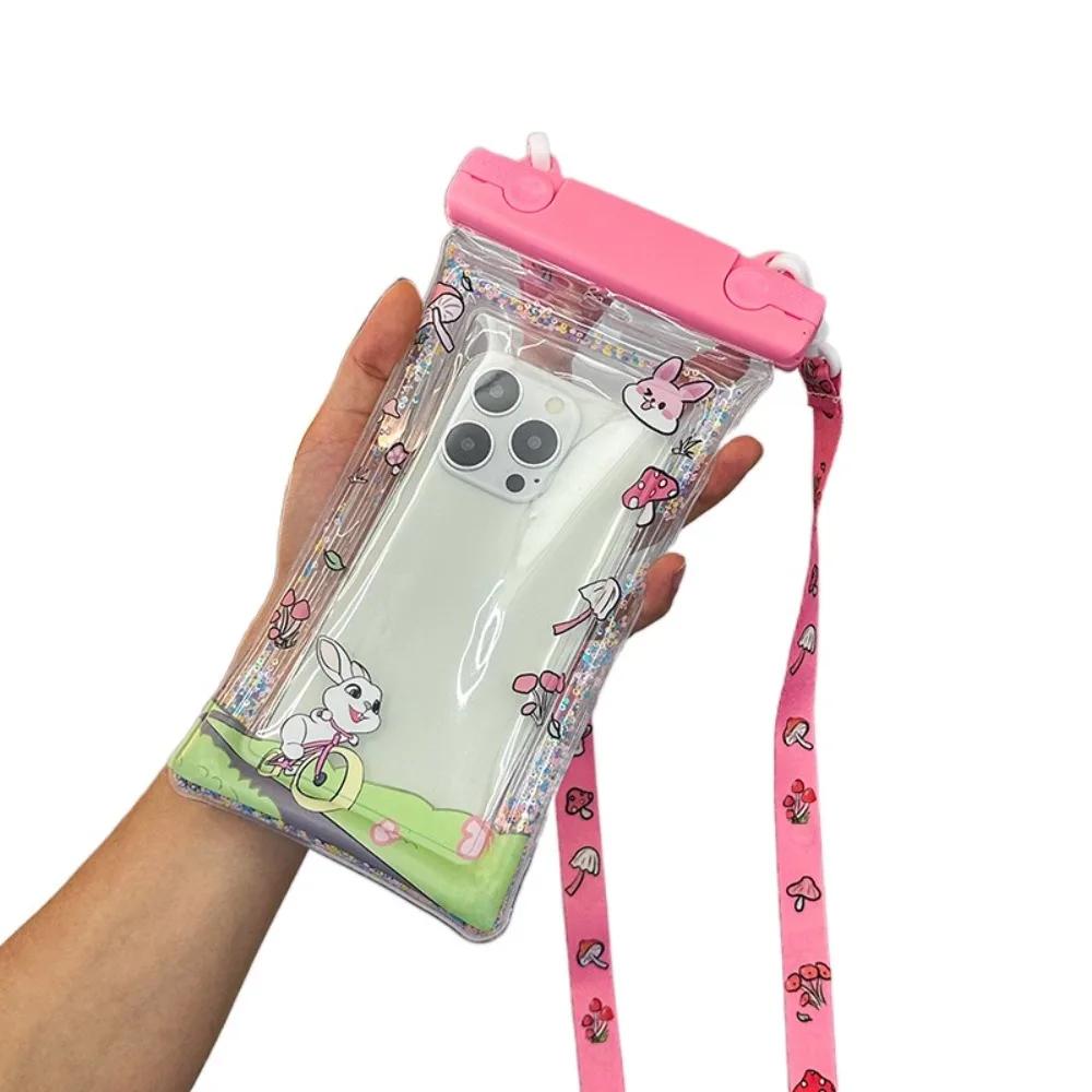 Fashion Cartoon Waterproof Phone Bag Sealed Touch Screen Airbag Protective Cover Floating Lanyard Swimming Storage Bag Summer