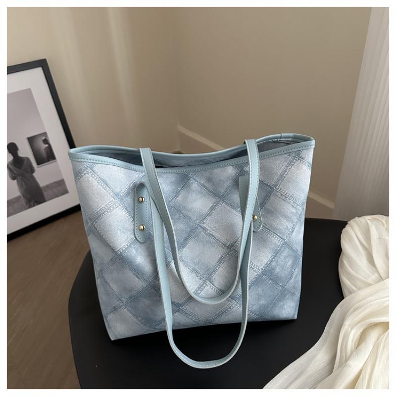 

New large-capacity commuter tote bag textured satchel women s shoulder large bag textured women s bag светло-синий