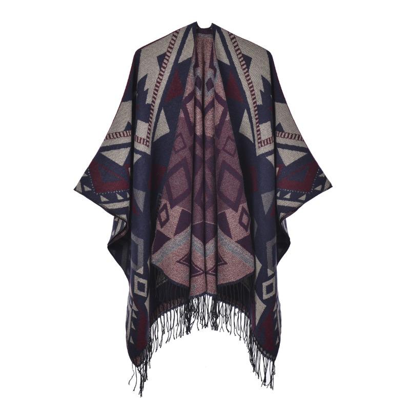 

Новая богемная шаль модная утолщенная имитация кашемира двухсторонний шарф-накидка 130x150cm