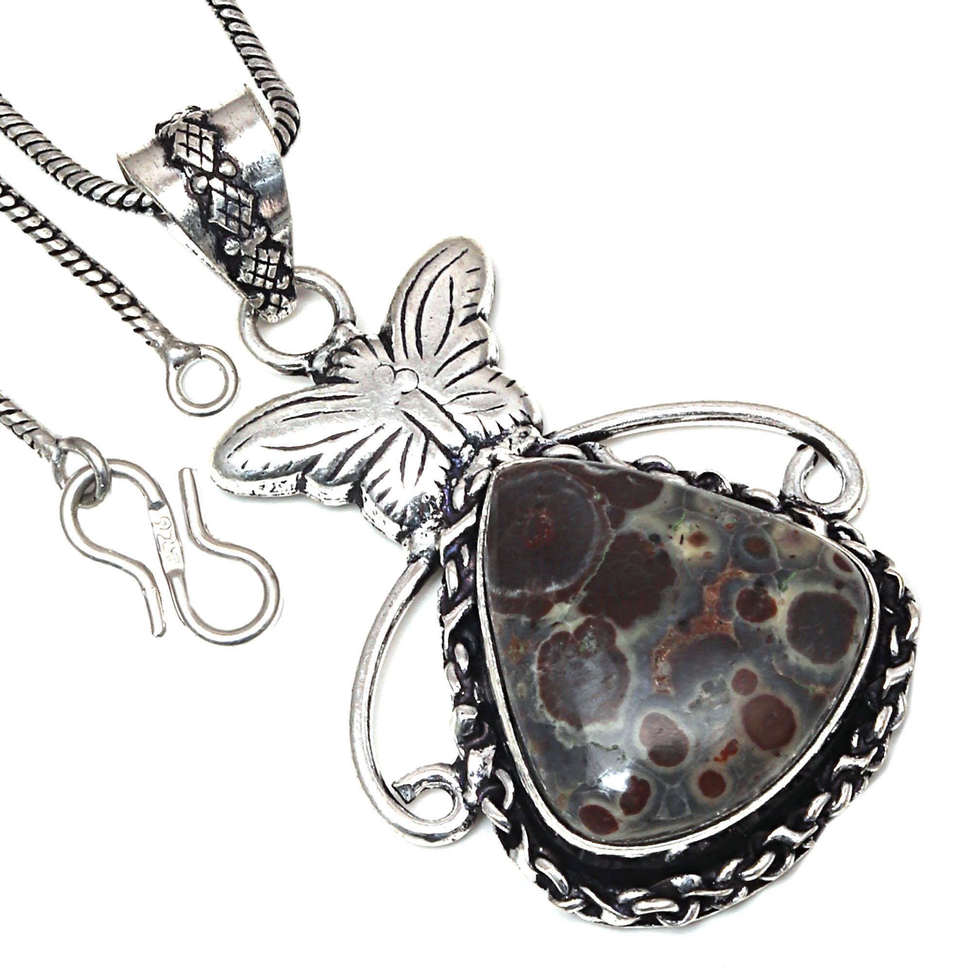 

Подвеска Leopard Skin Jasper Gemstone Handmade Antique Silver Jewelry 2