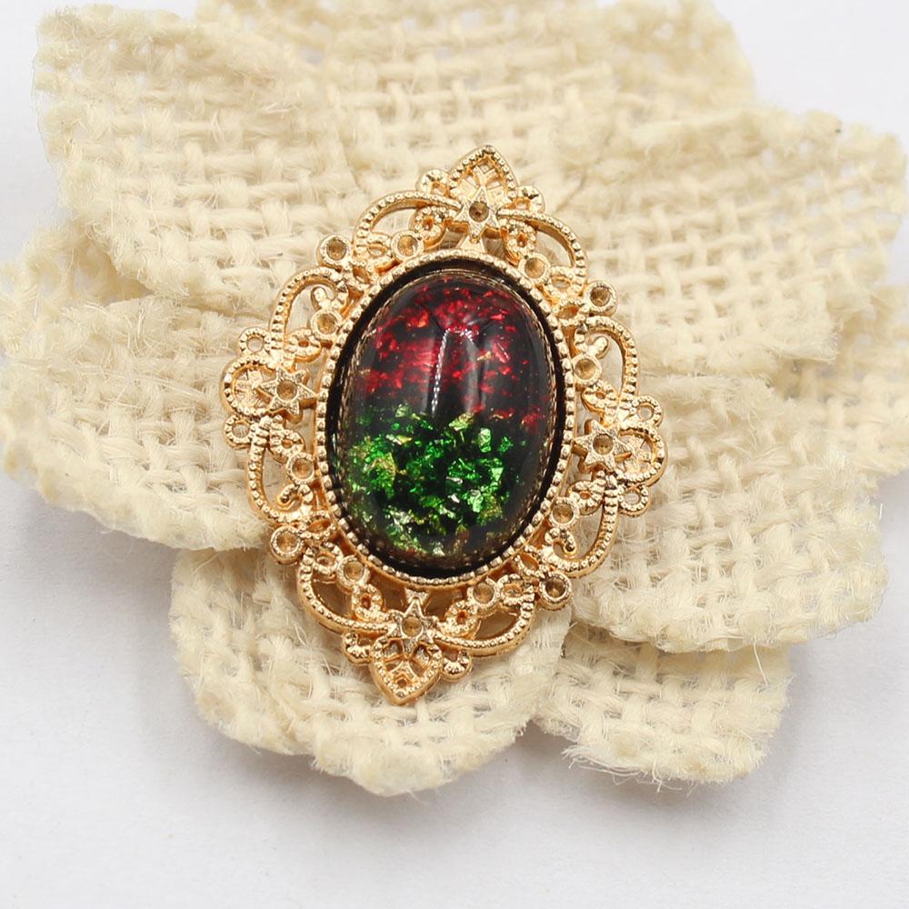 Gold 10 piece set 27 * 33mm flat back oval glitter resin flower plate DIY clothing hair accessories bow flower accessories