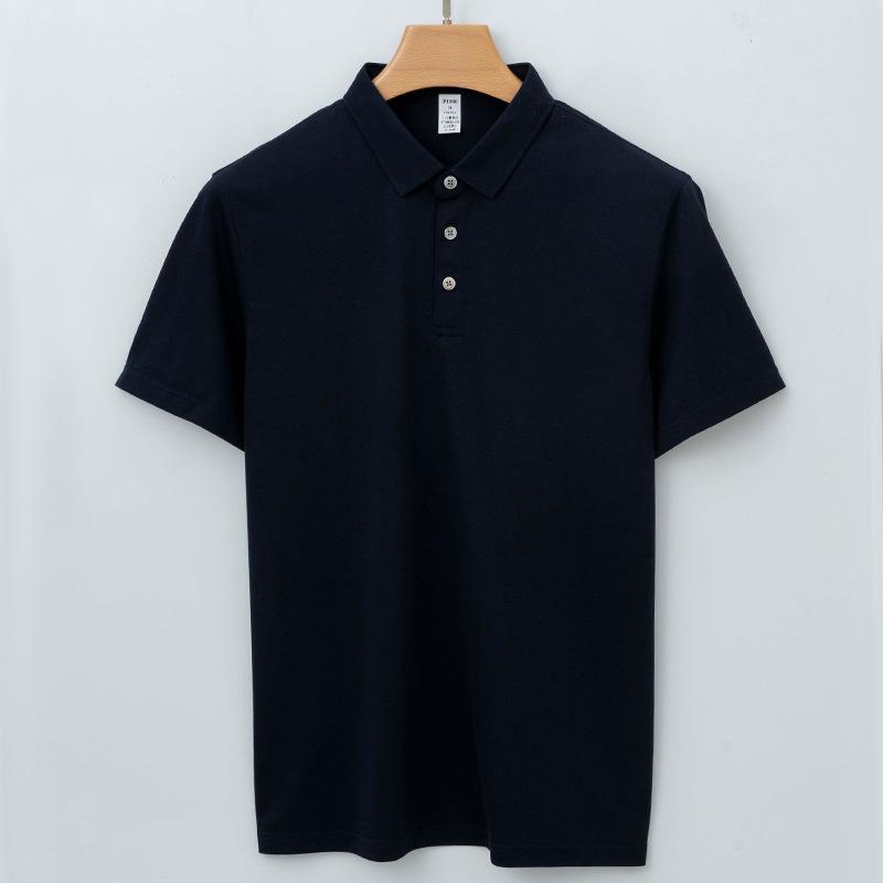 Men's Polo Shirt Men's Mulberry Silk Casual Short-sleeved Lapel T-shirt Summer T-shirt Drooping Polo Shirt