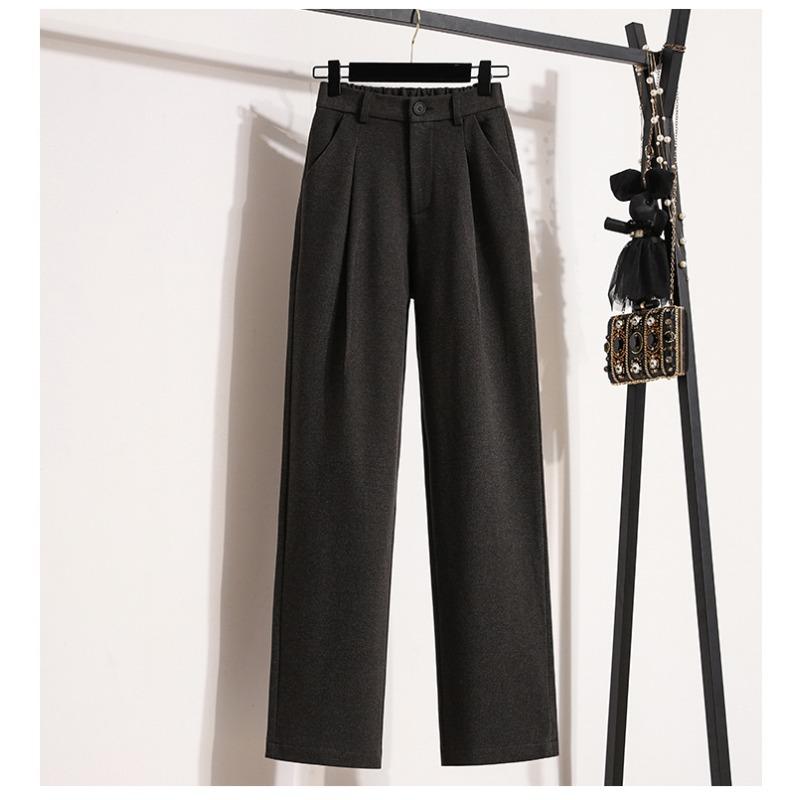 Dimanaf 2024 Plus Size New Long Pants Women Elastic Loose Thick Vintage Solid High Waist Soft Loose Basic Casual Trousers Wide Leg Pants 5XL