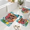 3Pcs Flannel Toilet Mat Set Dandadan Bathroom Rug Non Slip Bath Carpet Home Decor