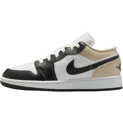 Air Jordan 1 Slip Resistant Abrasion Resistant Low Top Children's Basketball Shoes White Black 553560-153